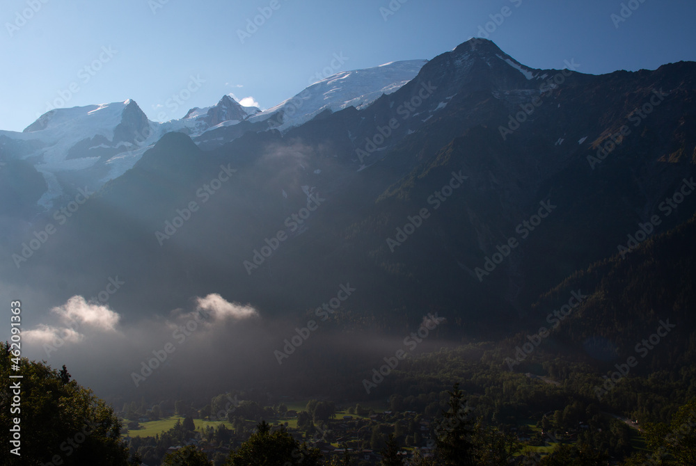 Sunrise at Les Houches, France. The view from the trail up to Refuge de Bellachat, September.