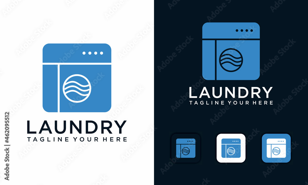 Logo Mesin Cuci Laundry Dengan Lingkaran untuk bisnis laundry dan ...