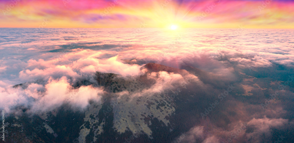 Flight over the misty mountain Syvulya Flight over the misty mountain Syvulya