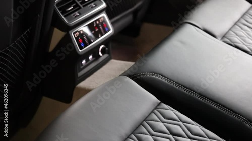 Rear seat of the car. Rear passenger leather seats in premium sedan. Backseats