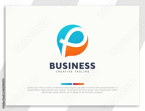 Modern letter p business logo design