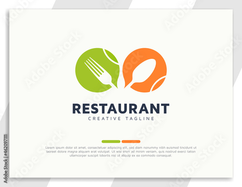 Restaurant food logo with spoon and fork design