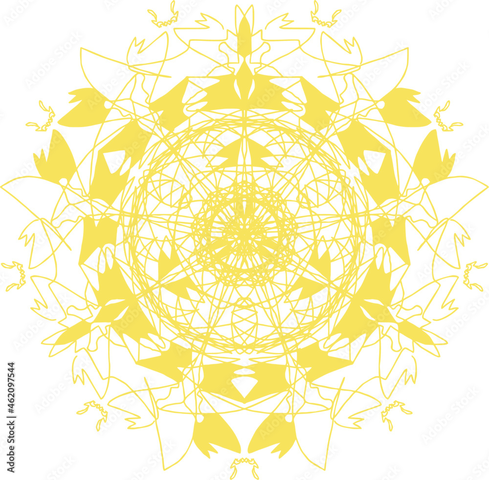 Golden ornament based on the mandala.  Vector image. The ability to change to any size without loss of quality.