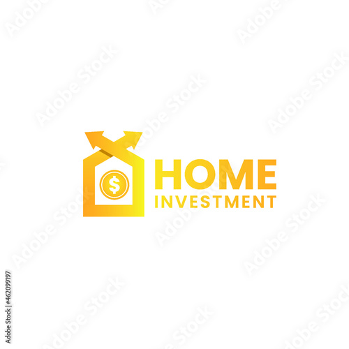 Home investment logo design template, house and arrow icon.