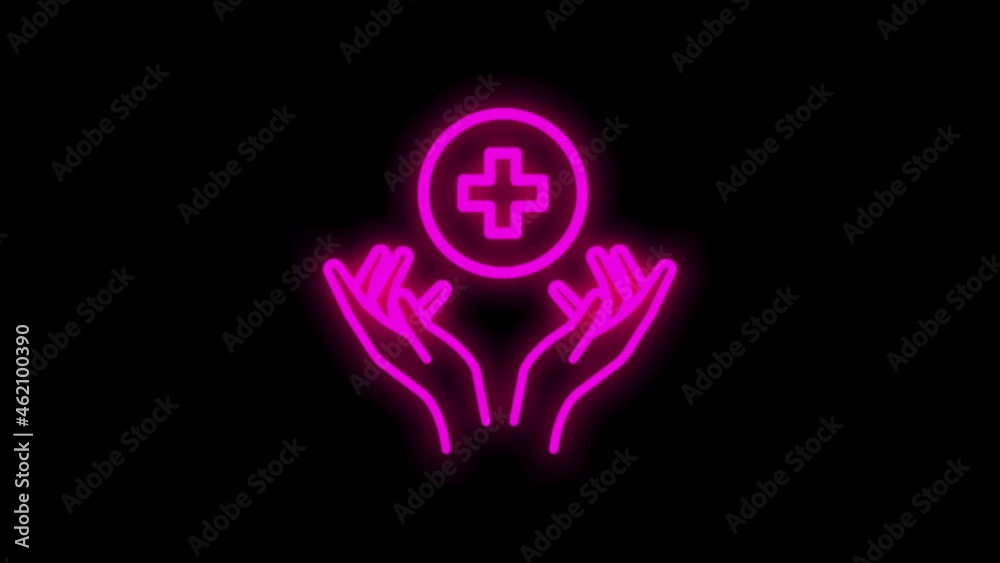 HEALTHCARE line neon icons for modern concepts, web and apps on white background. Motion graphic. HEALTHCARE line neon icons for modern concepts, web and apps on white background. Motion graphic.