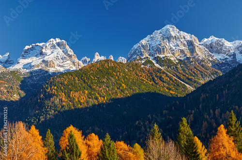 Canvas Print Panoramic view of the Mountains around Madonna di Campiglio Madonna di Campiglio