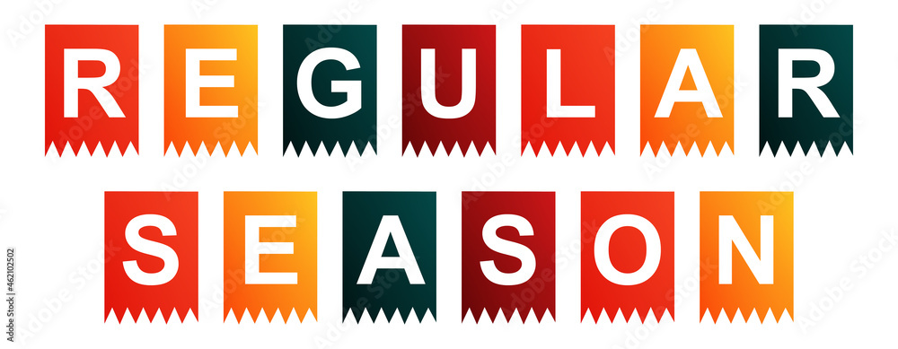 Regular Season - text written on Isolated Shapes with White background