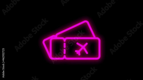 TRAVEL neon icon with line design isolated on white background. Around the world. Motion graphic.