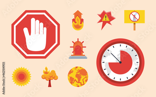 global warming alert, icons