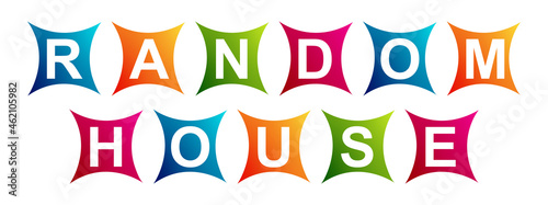 Random House - Neat Text Written on Beautiful Isolated Colourful Boxes with White Background