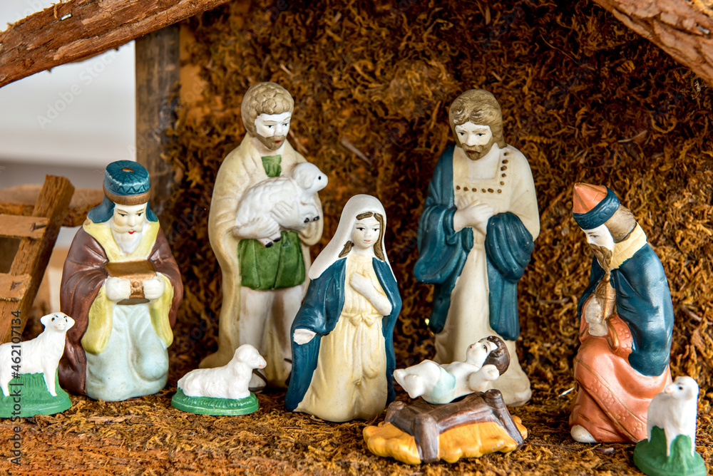 Christmas nativity scene, birth of Jesus, Christmas spirit.