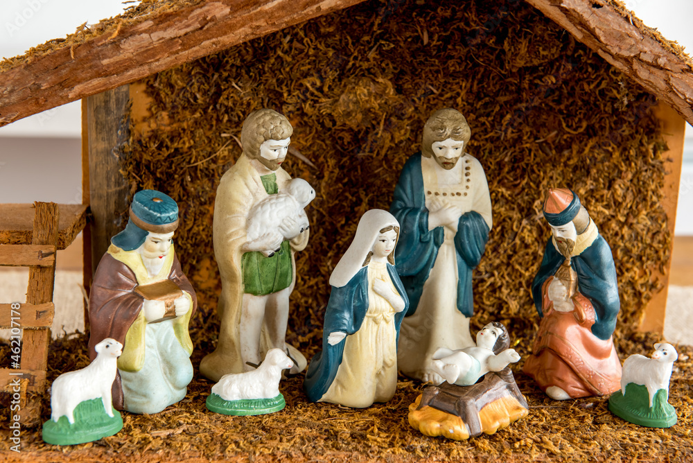 Christmas nativity scene, birth of Jesus, Christmas spirit.