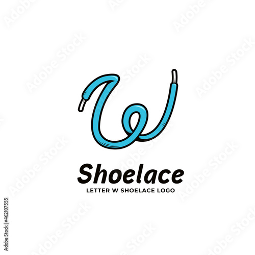 Letter W shoelace logo icon in bold cartoon style