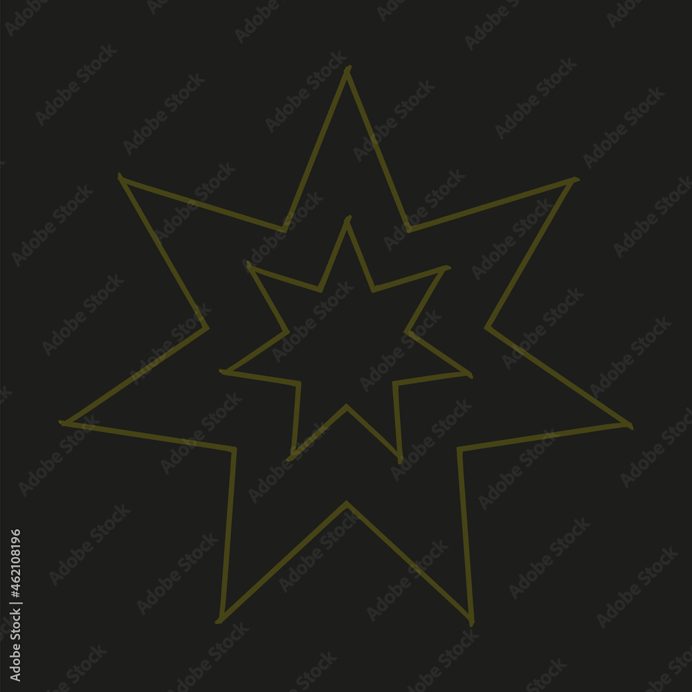 Golden starburst icon. Figure silhouette inside. Black background. Abstract design. Vector illustration. Stock image. EPS 10. Golden starburst icon. Figure silhouette inside. Black background. Abstract design. Vector illustration. Stock image. EPS 10.
