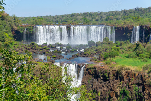 Iguazu Falls  located on the border of Argentina and Brazil  is the largest waterfall in the world.