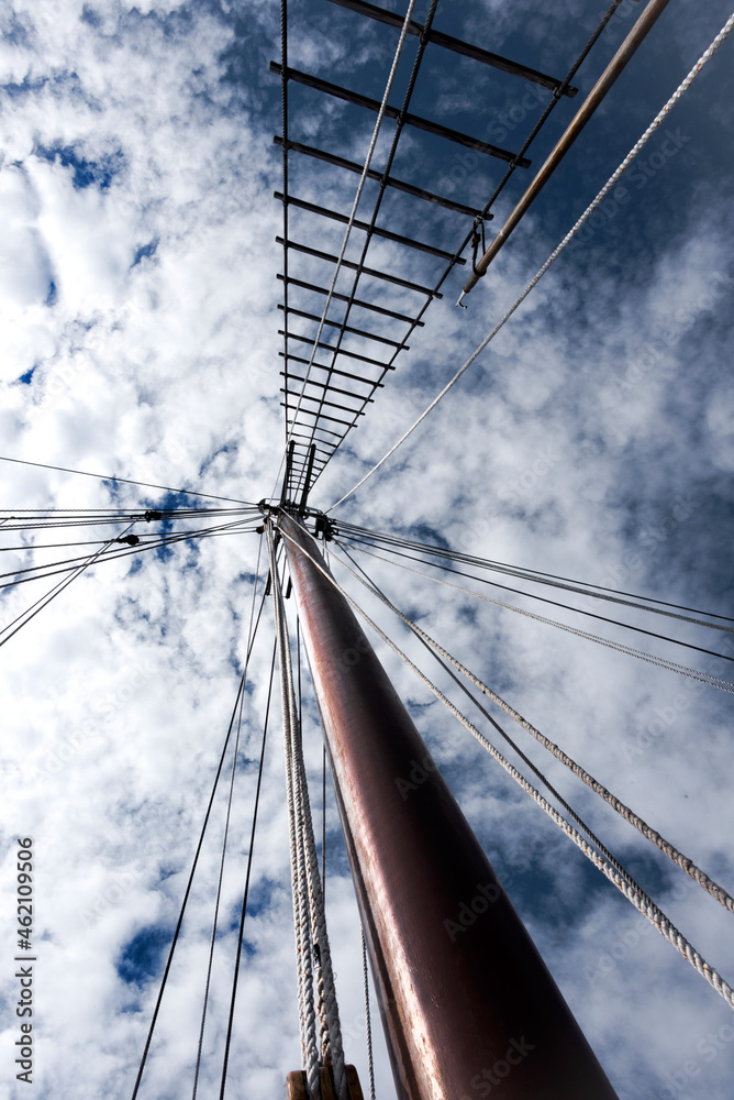 Fototapeta premium Rigging on Schooner Ship