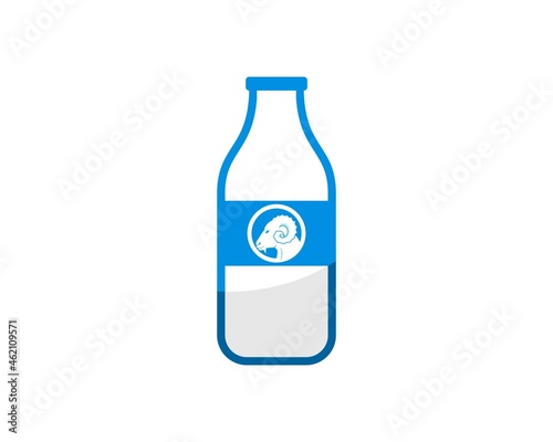 Milk bottle with goat head inside
