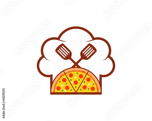 Chef hat with cross spatula and pizza inside