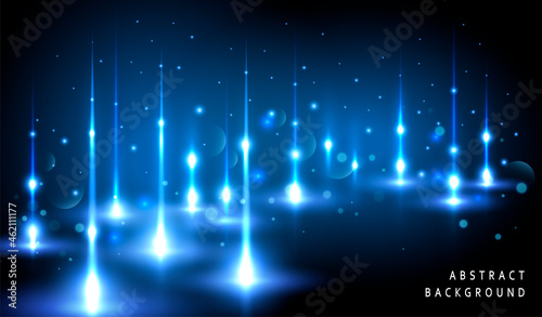 Magic sparkling background. Blue light effect. Flickering rays striving upward