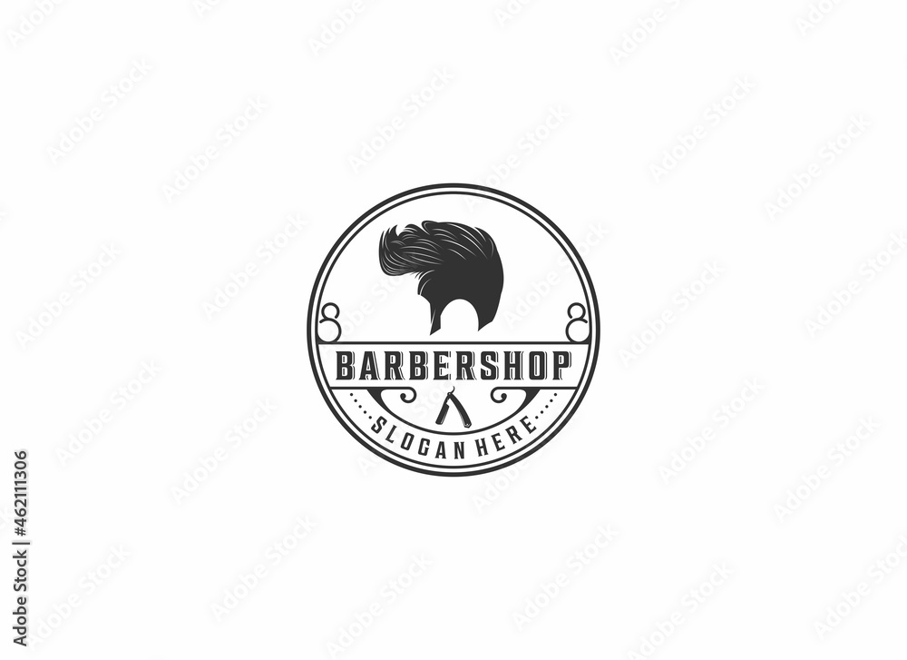 barbershop logo template in white background barbershop logo template in white background