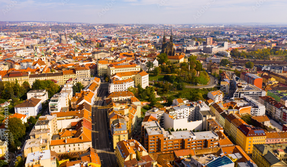 Obraz na płótnie Aerial view on the city Brno. South Moravian region. Czech Republic w salonie
