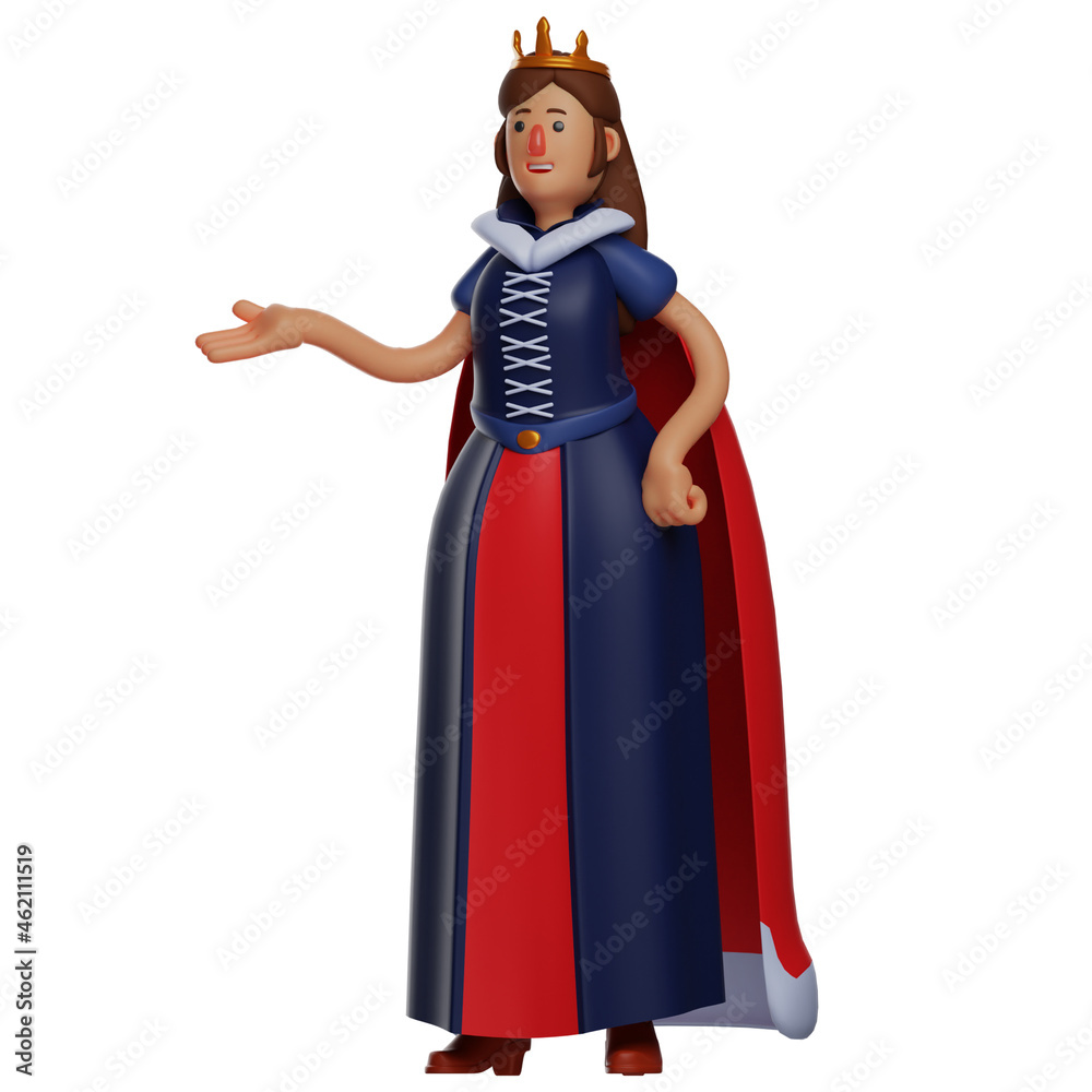 Gracious 3D Queen Cartoon Character with elegant poses