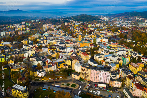Panoramic view of historical center of Jablonec nad Nisou, Czech Republic