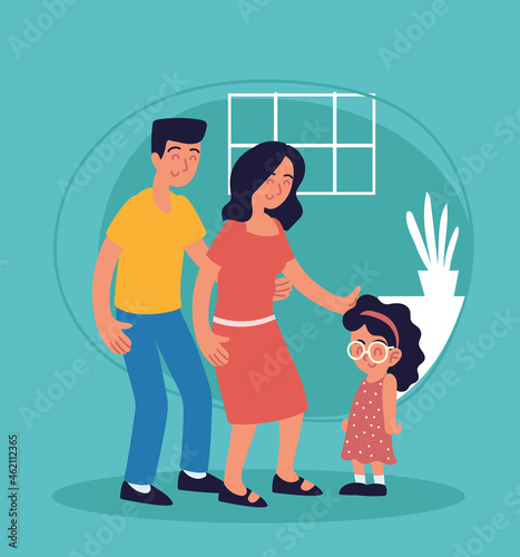 smiling couple with adopted girl