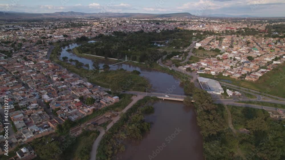 Aerial view of Rio Lerma Cazadora bridge in Salamanca Aerial view of Rio Lerma Cazadora bridge in Salamanca