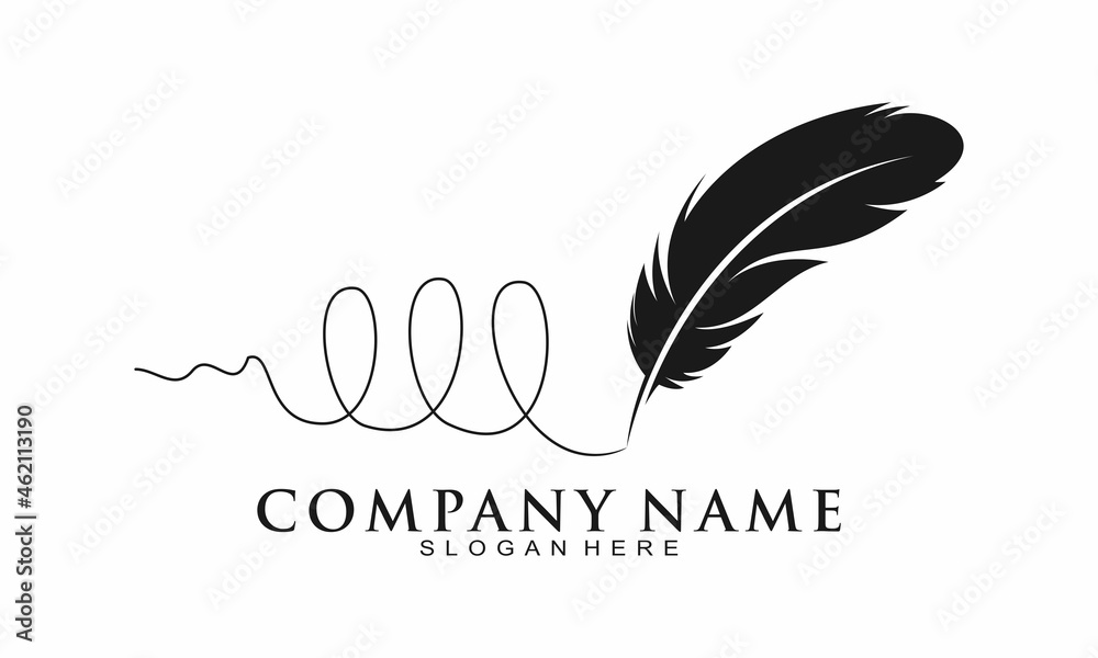 Feather pen elegant logo design Feather pen elegant logo design