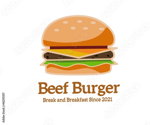 Beef burger logo. Fast food logo. Beef burger icon.