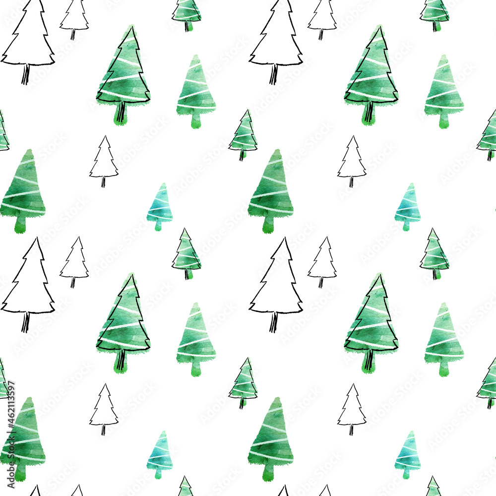 Obraz premium クリスマスツリー シンプル イラスト パターン