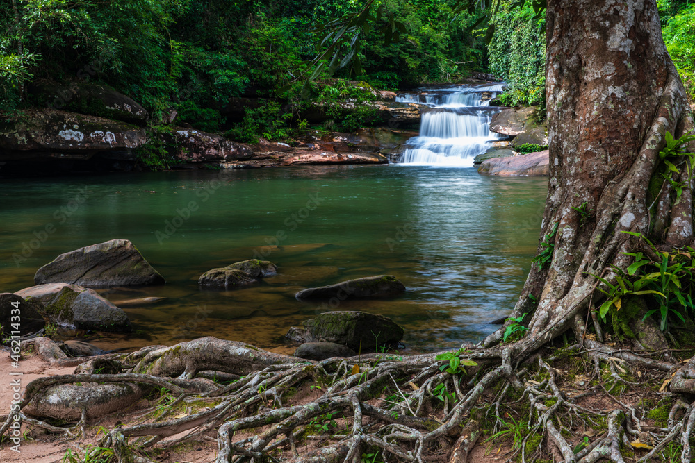 Fototapeta premium Tad Kham waterfall, Beautiful waterfall in Phu Langka national Park, Nakhon Phanom province, ThaiLand.