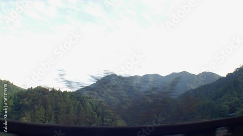 Mountains and forests from high ground in Japan photo