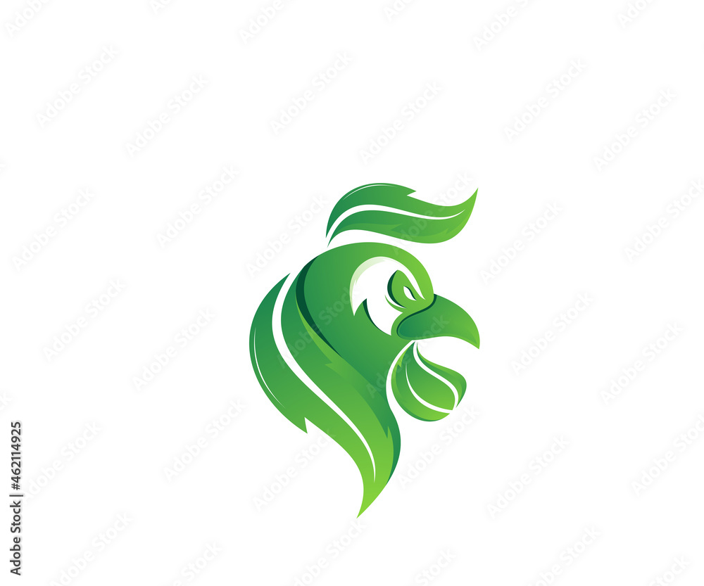 Fototapeta premium leaf rooster logo design template