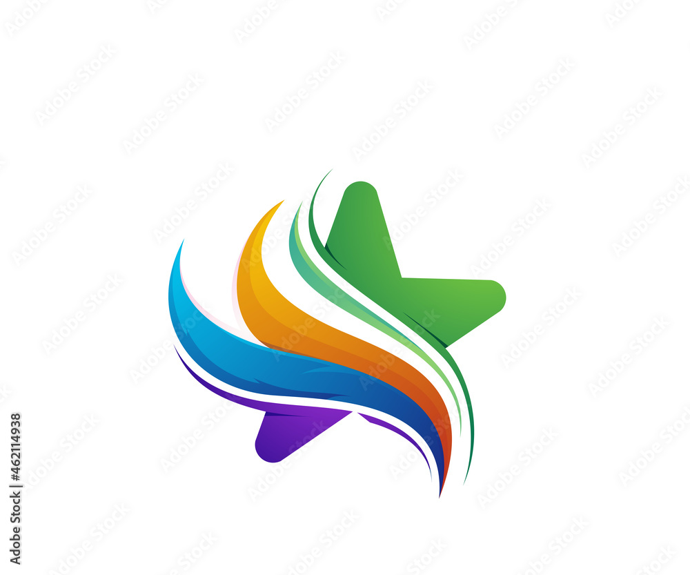 Obraz premium star rainbow logo design template