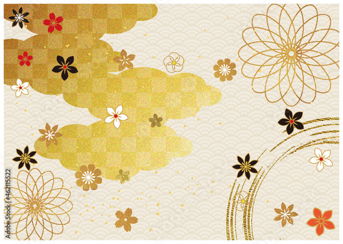 和柄と金箔雲筆_背景