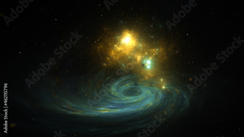 Fototapeta Naklejka Na Ścianę i Meble -  Galaxy stars planets star clusters, colored gas clouds in abstract space. Outer space. Space nebula. 3d render