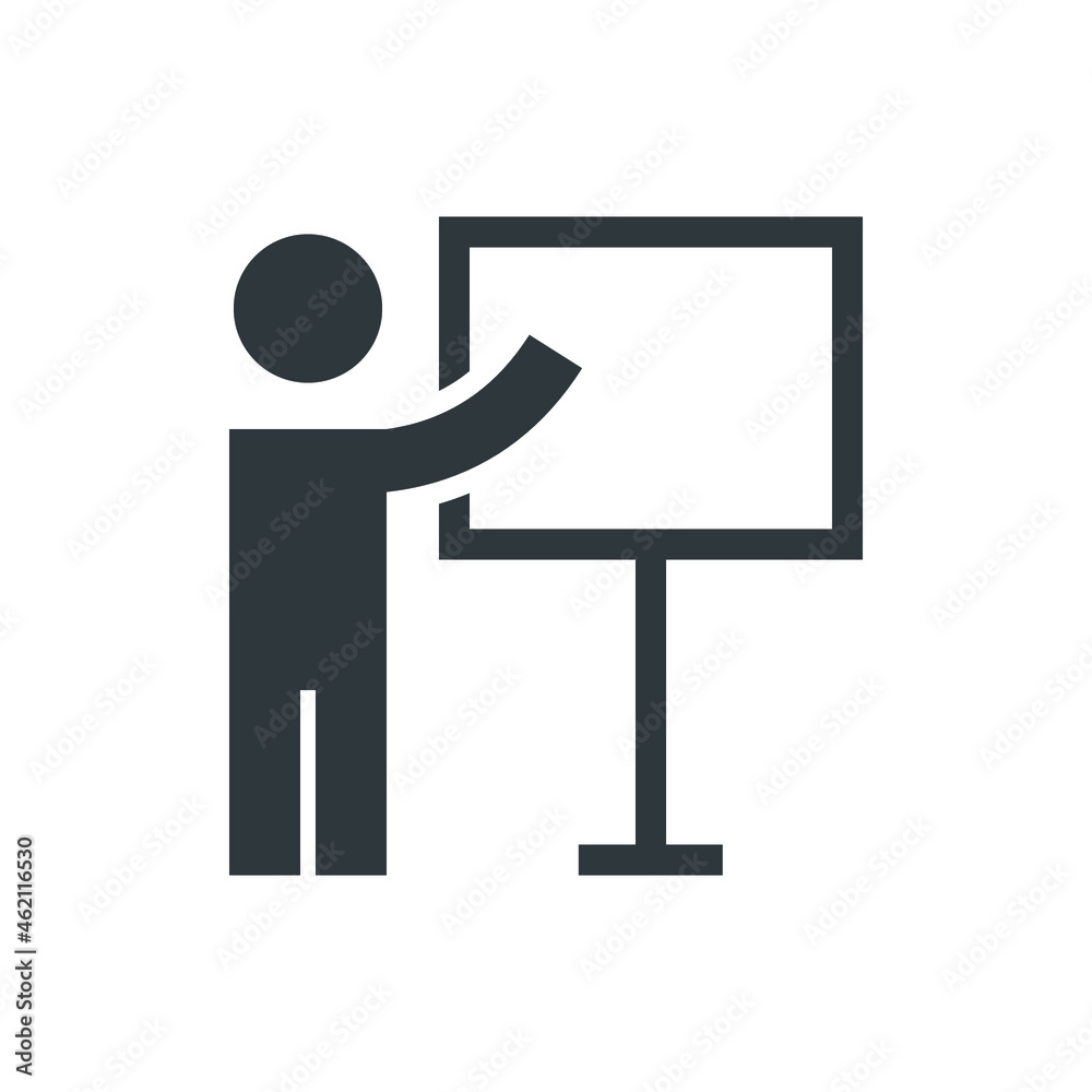 Training icon. Simple solid style. Teacher, course, coach, class, lecture, demonstrate, blackboard, pictogram, seminar, classroom concept. Vector illustration isolated on white background EPS 10 Training icon. Simple solid style. Teacher, course, coach, class, lecture, demonstrate, blackboard, pictogram, seminar, classroom concept. Vector illustration isolated on white background EPS 10