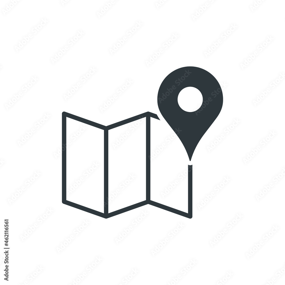 Map icon. Simple outline style. Road, place, journey, pin, landmark, find, point, paper, flat, travel, street marker concept. Vector illustration isolated on white background Editable stroke EPS 10 Map icon. Simple outline style. Road, place, journey, pin, landmark, find, point, paper, flat, travel, street marker concept. Vector illustration isolated on white background Editable stroke EPS 10