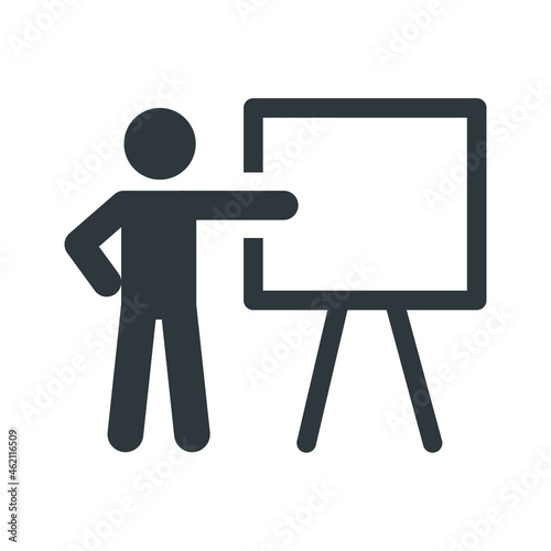 Training icon. Simple solid style. Teacher, course, coach, class, lecture, demonstrate, blackboard, pictogram, seminar, classroom concept. Vector illustration isolated on white background EPS 10