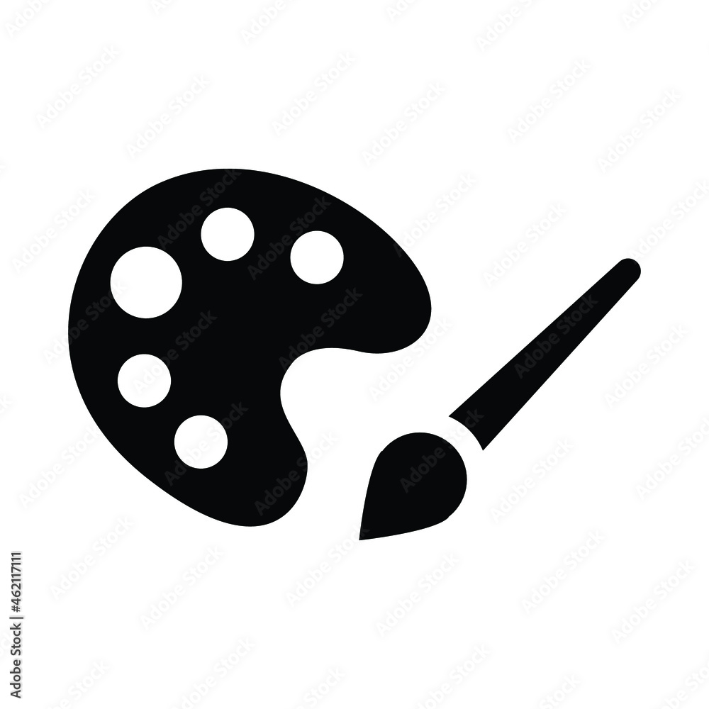 Painter palette and paint brush icon. Simple solid style. Paint artist, easel, art, watercolor, flat, black, drawing, creativity concept. Vector illustration isolated on white background. EPS 10 Painter palette and paint brush icon. Simple solid style. Paint artist, easel, art, watercolor, flat, black, drawing, creativity concept. Vector illustration isolated on white background. EPS 10