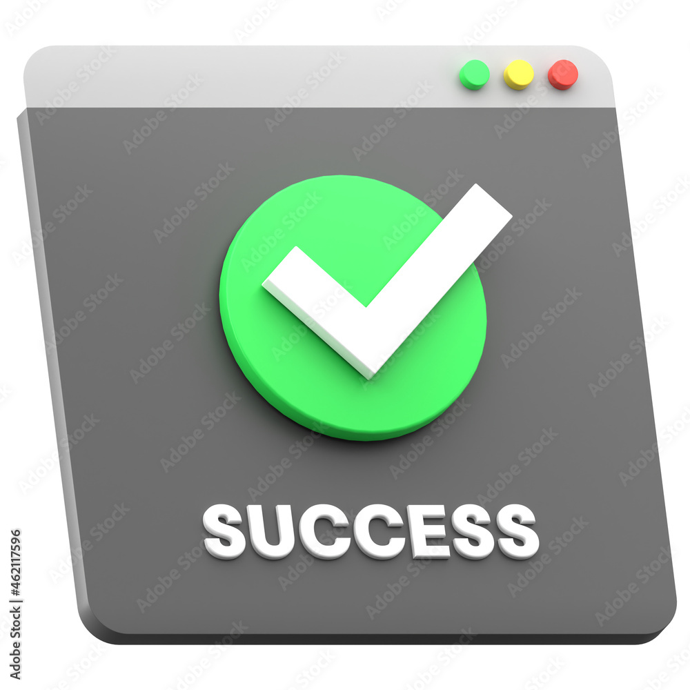 3d illustration of success notification icon isolated. useful for website design illustration. 3d illustration of success notification icon isolated. useful for website design illustration.