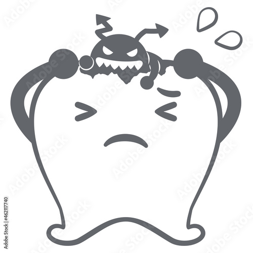 虫歯菌にかじられる歯のキャラクター