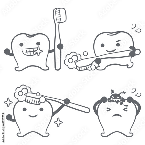 歯のキャラクターのセット