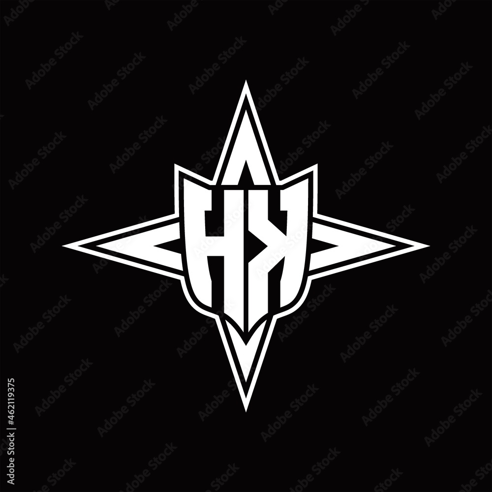HK Logo monogram with four direction arrows design template HK Logo monogram with four direction arrows design template