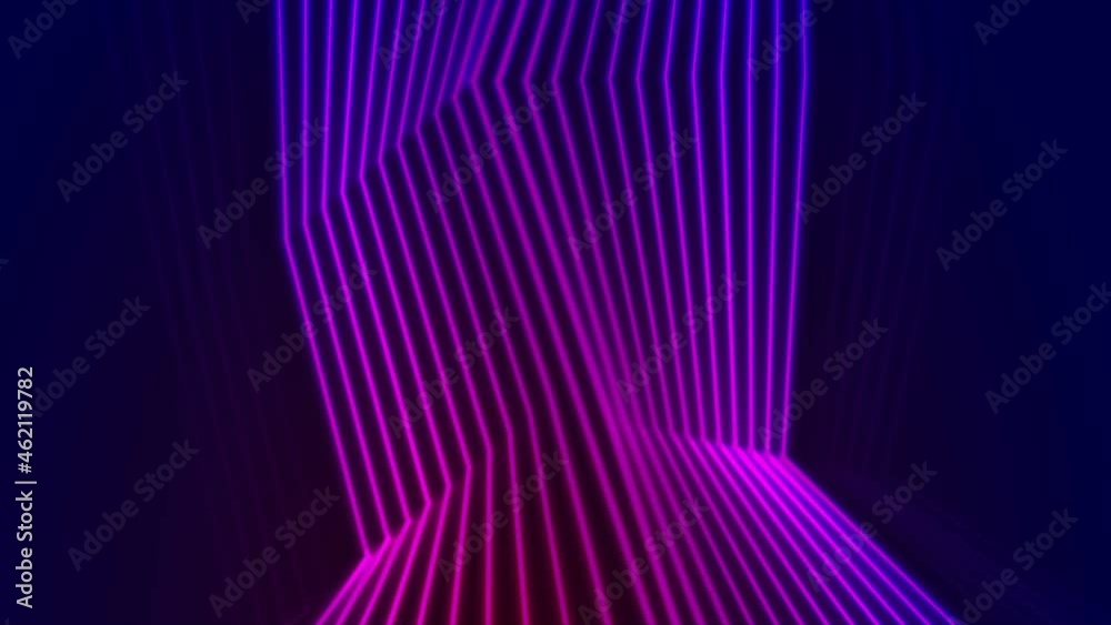 Blue and ultraviolet neon laser glowing curved 3d lines abstract tech ...