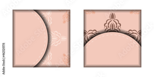 A pink postcard with an abstract ornament prepared for typography.