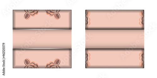 Pink color card with Indian pattern for your design.