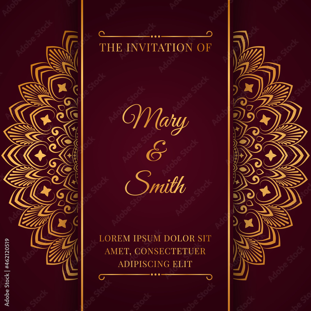 Luxury wedding invitation card design with mandala